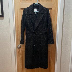 Avec Les Filles Black Sequin Tweed Wrap Coat – Size Small